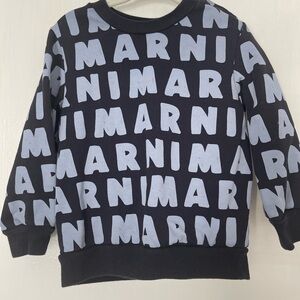 Marni Black Sweatshirt with Light Blue Logo Print